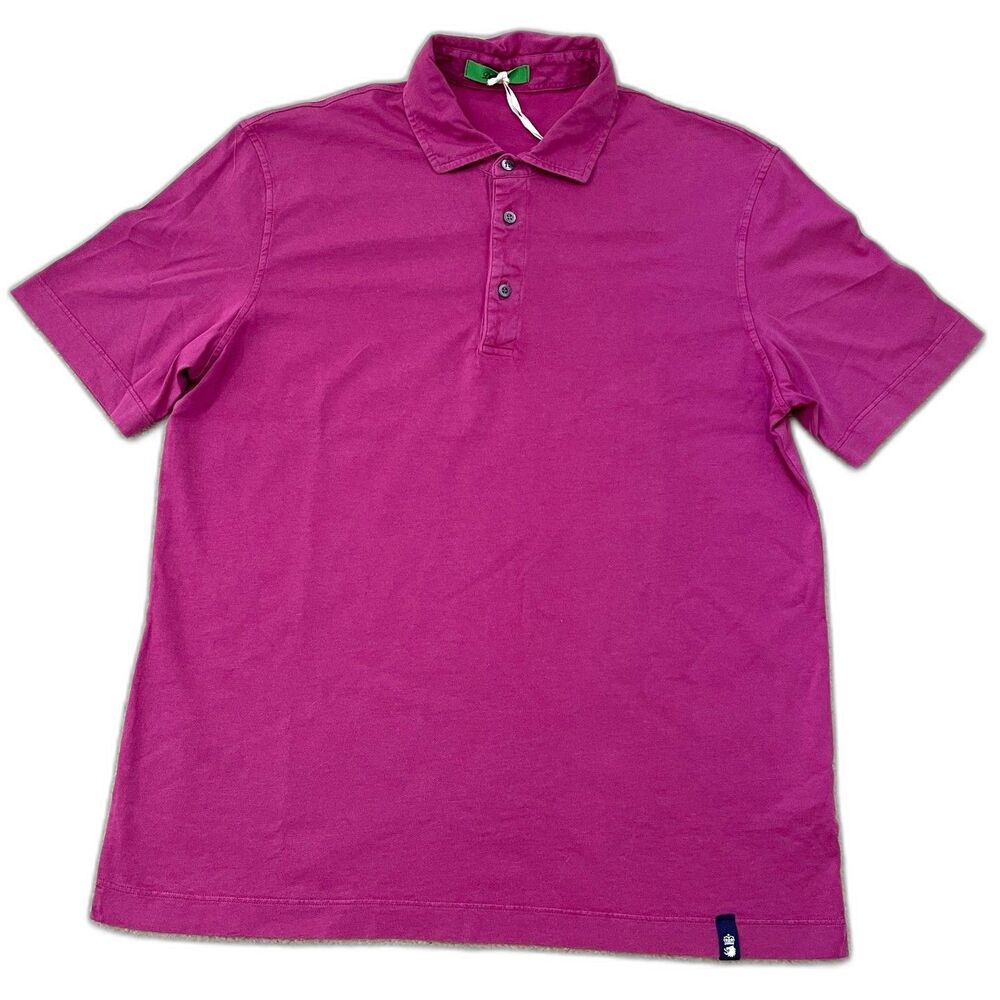 $175 Drumohr NWT Men's L Frosted Cotton Jersey Polo Shirt Purple Preppy Designer